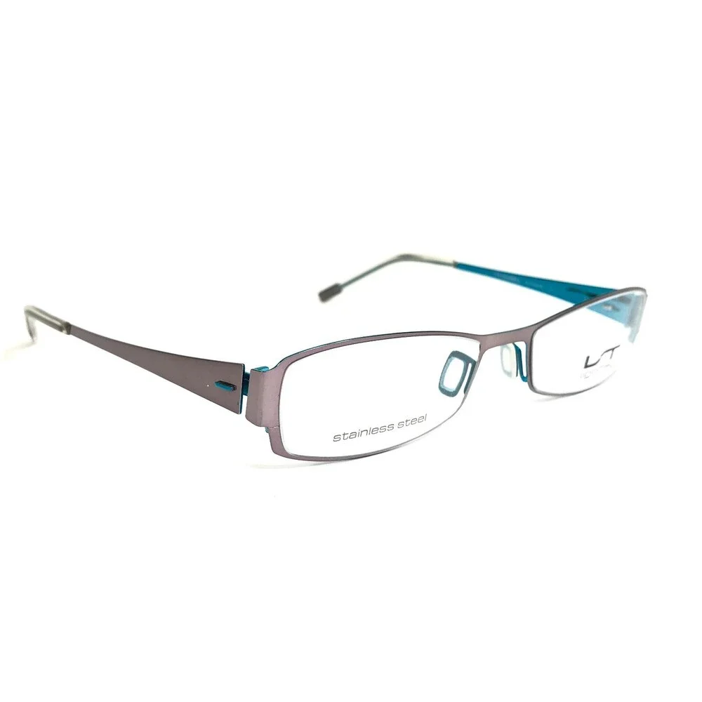 Morel Eyeglasses Frames Lightec 6591L GB 036 Blue Silver Rectangular 49-16-135
